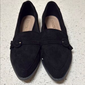Black Suede Loafers with Decorative Strap